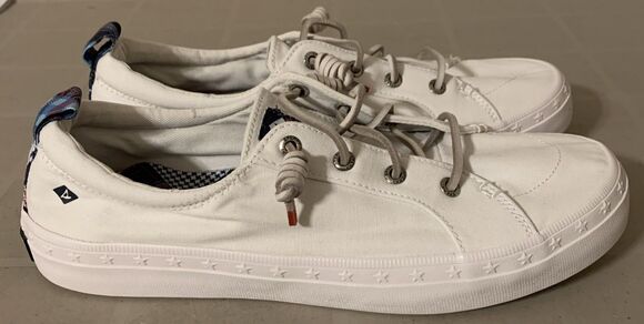 Sperry Shoes - SPERRY Top Sider Boat Shoes Womens 8 White Slip Ons Nautical Costal